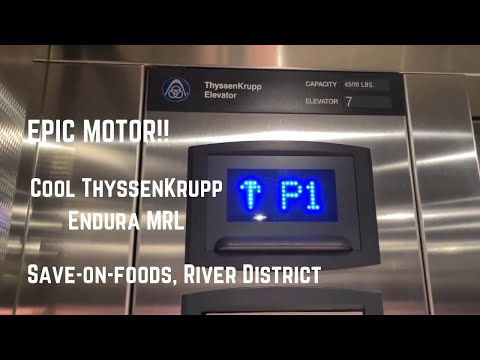 EPIC MOTOR! ThyssenKrupp Endura MRL hydraulic elevator | Save-on-foods, River District | Vancouver