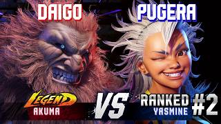 SF6 ▰ DAIGO (Akuma) vs PUGERA (#2 Ranked Yasmine) ▰ High Level Gameplay