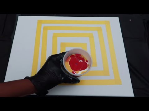 High Flow Acrylic | FLIP CUP POUR | Masking Tape Technique | Satisfying