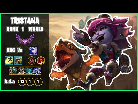 This is how the best Tristana in the World plays [ Rank ① World Tristana Adc vs Ashe Patch 12.8 ]