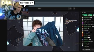 xQc reacts to Sykkuno wearing his Merch