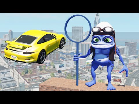 High Speed Cars Jumping Through Crazy Frogs Ring - BeamNG Drive | Mad Cars
