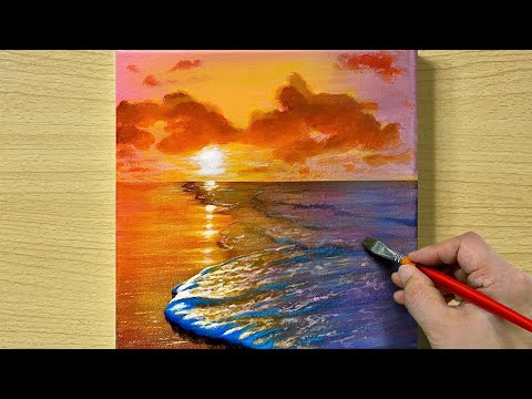Sunset Seascape Painting / Acrylic Painting / STEP by STEP