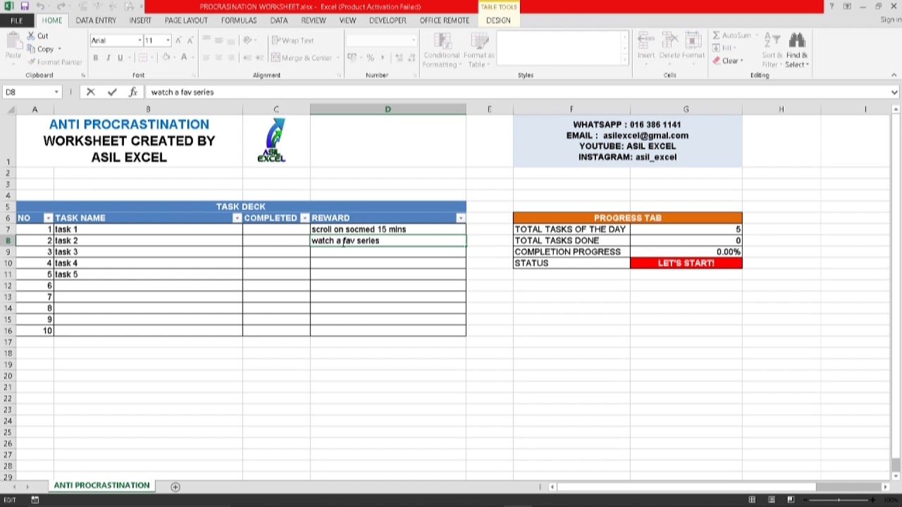 Anti-Procrastination Worksheet Part 1