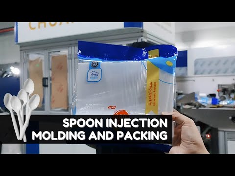 Plastic spoon injection molding machine and packing machine