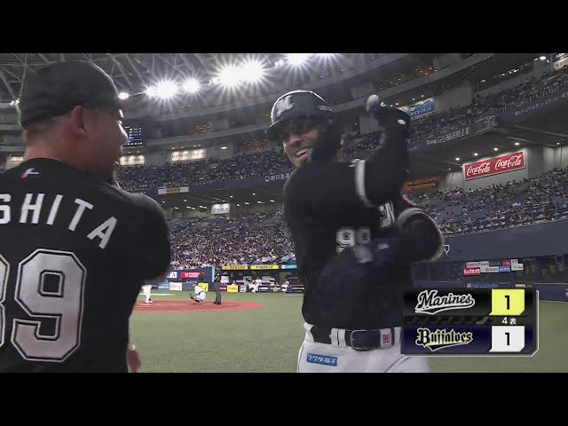 【4回表】2試合連続弾!! マリーンズ・ソト レフトスタンドへ飛び込む17号同点ソロHR!!  2024年9月10日 オリックス・バファローズ 対 千葉ロッテマリーンズ