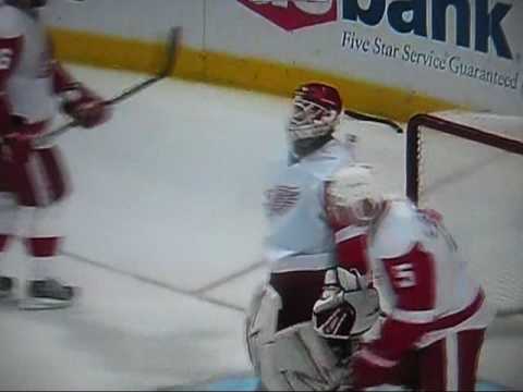 Stanley Cup Conference Finals:  Red Wings vs. Hawks.  Game 3 OT.  Sharp goal