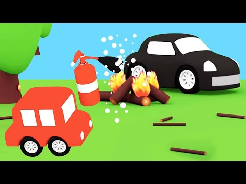 Lehrreicher Zeichentrickfilm - Die 4 kleinen Autos - Oje, der Wald brennt!