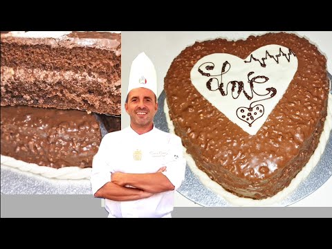 Torta Cuore al cioccolato Rocher.Pan di Spagna morbidissimo fatto in casa.Corso di pasticceria