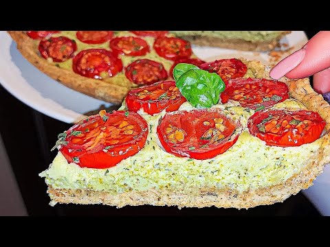 Torta salata pesto e pomodorini senza uova e burro