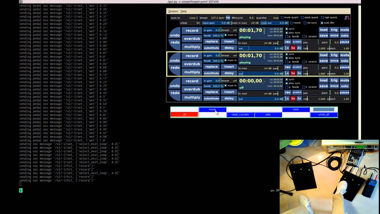 SooperLooper - pySL - OSC control via homemade footswitch and volume pedal