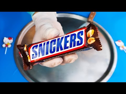 Massive Snickers - Ice Cream Rolls | satisfying Food Transformation with Chocolate Bars - ASMR / 4k