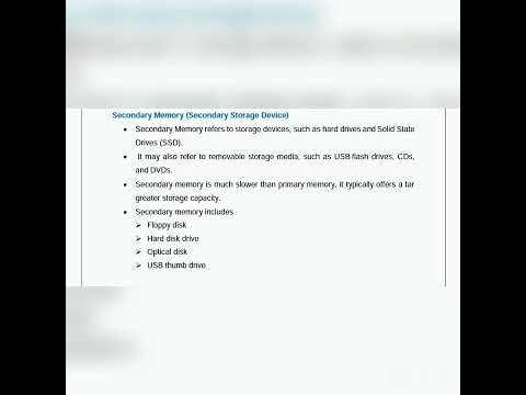 Secondary Memory (Secondary Storage Device)