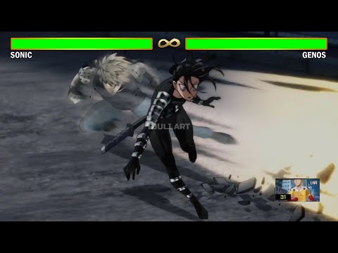 Genos VS Sonic With Healthbars | One Punch Man