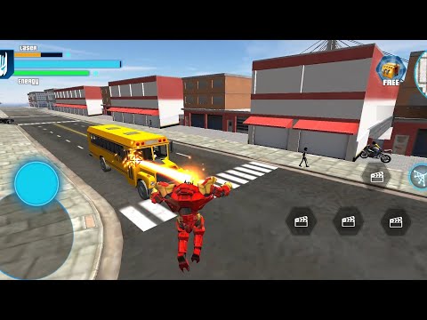 سيارة الروبوت الأحمر تتحول وتقاتل سبايدر مان .The powerful robot car transforms, fights and flies