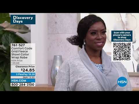 Comfort Code Grid Fleece Shawl Collar Wrap Robe