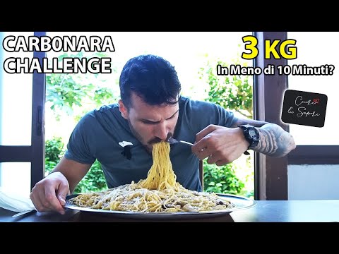 CARBONARA CHALLENGE! Cerco Di Superare il RECORD Di Pasta alla Carbonar! 3 KG In 10 Minuti?
