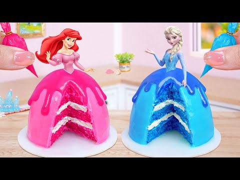2 Disney Princess Cake 💖 Amazing Miniature ELSA & ARIEL Buttercream Cake Decorating 💙 Mini Cakes