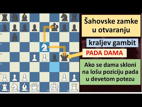 Šahovske zamke u otvaranju - prihvaćen kraljev gambit - crni gubi kraljicu u devetom potezu