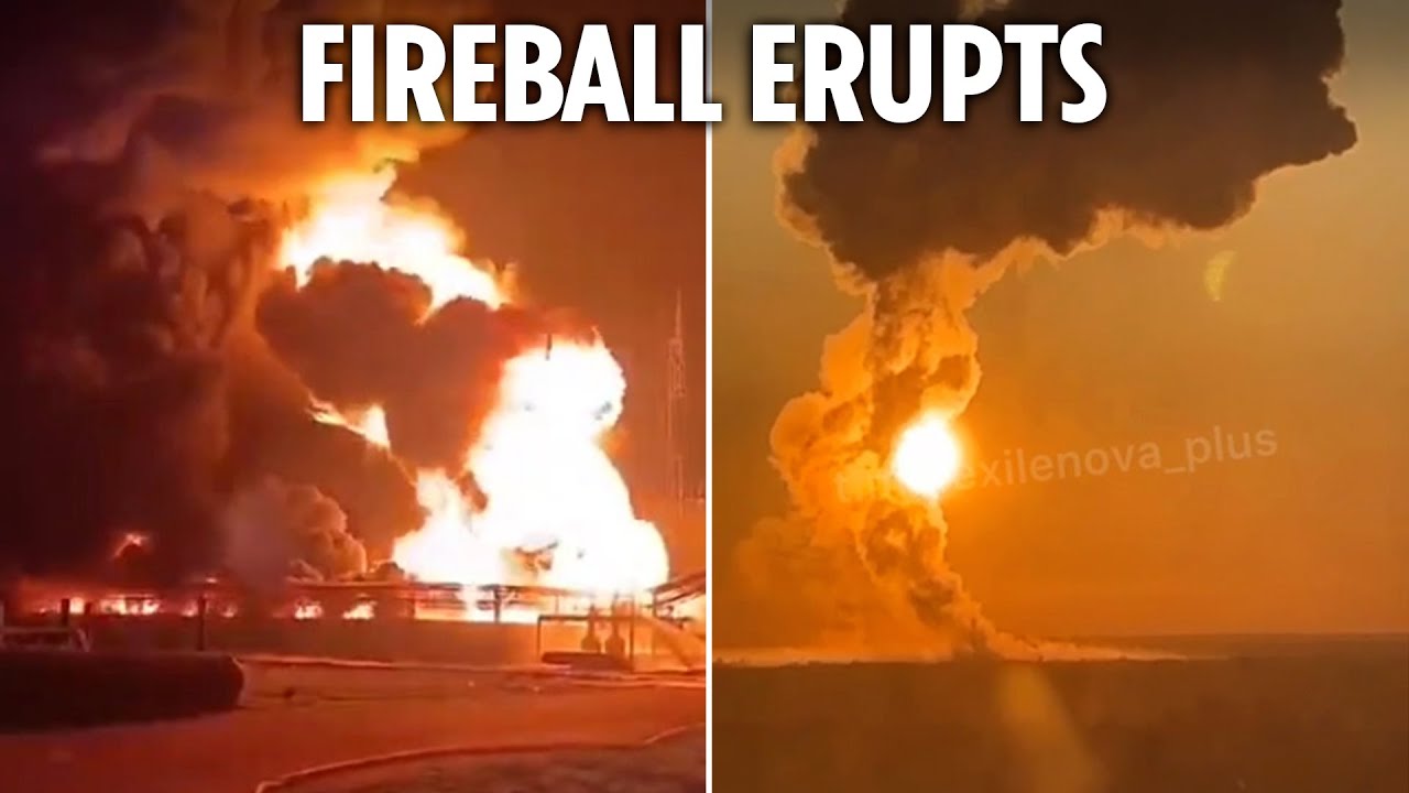 Huge Ukrainian drone strike turns Russian oil depot into raging inferno