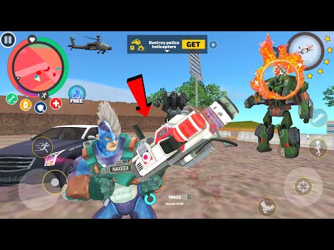 Rope Hero: Vice Town (BFG Heavy Gun Shoot Robot Car) Rope Hero Press Red Button of BFG Gun - HD