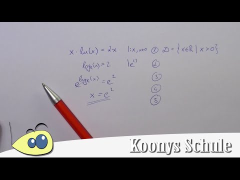 Logarithmusgleichung, einfaches Beispiel, x·ln(x) = 2x, Gleichungen lösen Schritt für Schritt