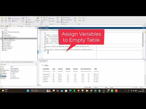 Create Empty Table Matlab