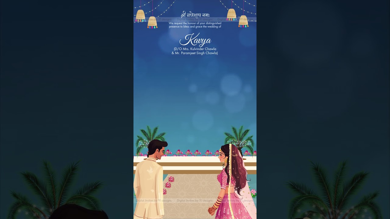 Floral Watercolour Indian Wedding Invite
