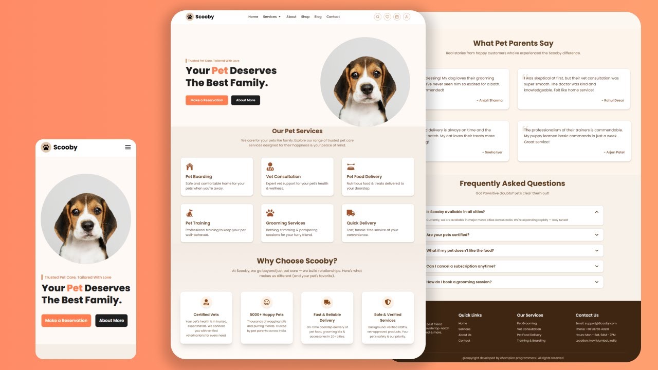 Build a Responsive Pet Website with React JS & Tailwind CSS | Modern UI Design #webdesign
