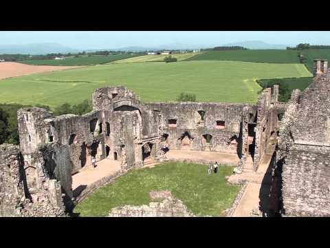 View from up high at Raglan Castle