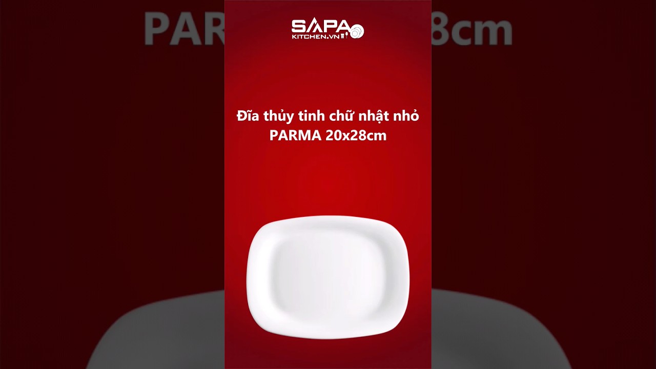 Đĩa thủy tinh chữ nhật trung Parma 20 x 28 cm