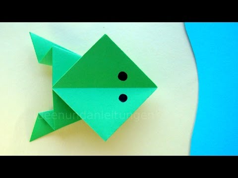 Origami Frosch basteln mit Papier - Papier falten mit Kindern - DIY Tiere basteln - Ideen
