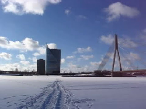 Walking on frozen Daugava