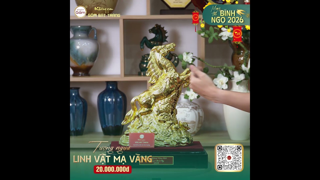 Tượng Linh Vật Ngựa Mạ Vàng