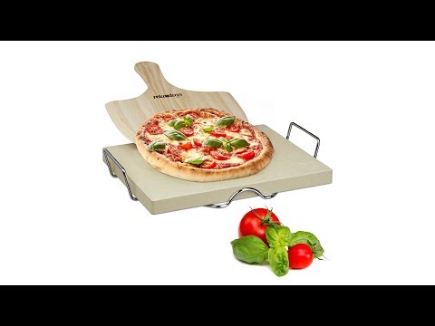 Pierre à pizza 3 cm pierre à pain Marron - Argenté - Pierre artificielle - Bois manufacturé - Métal - Pierre - 43 x 7 x 32 cm