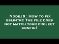 NodeJS How To Fix Eslintrc The File Does Not Match Your Project Config