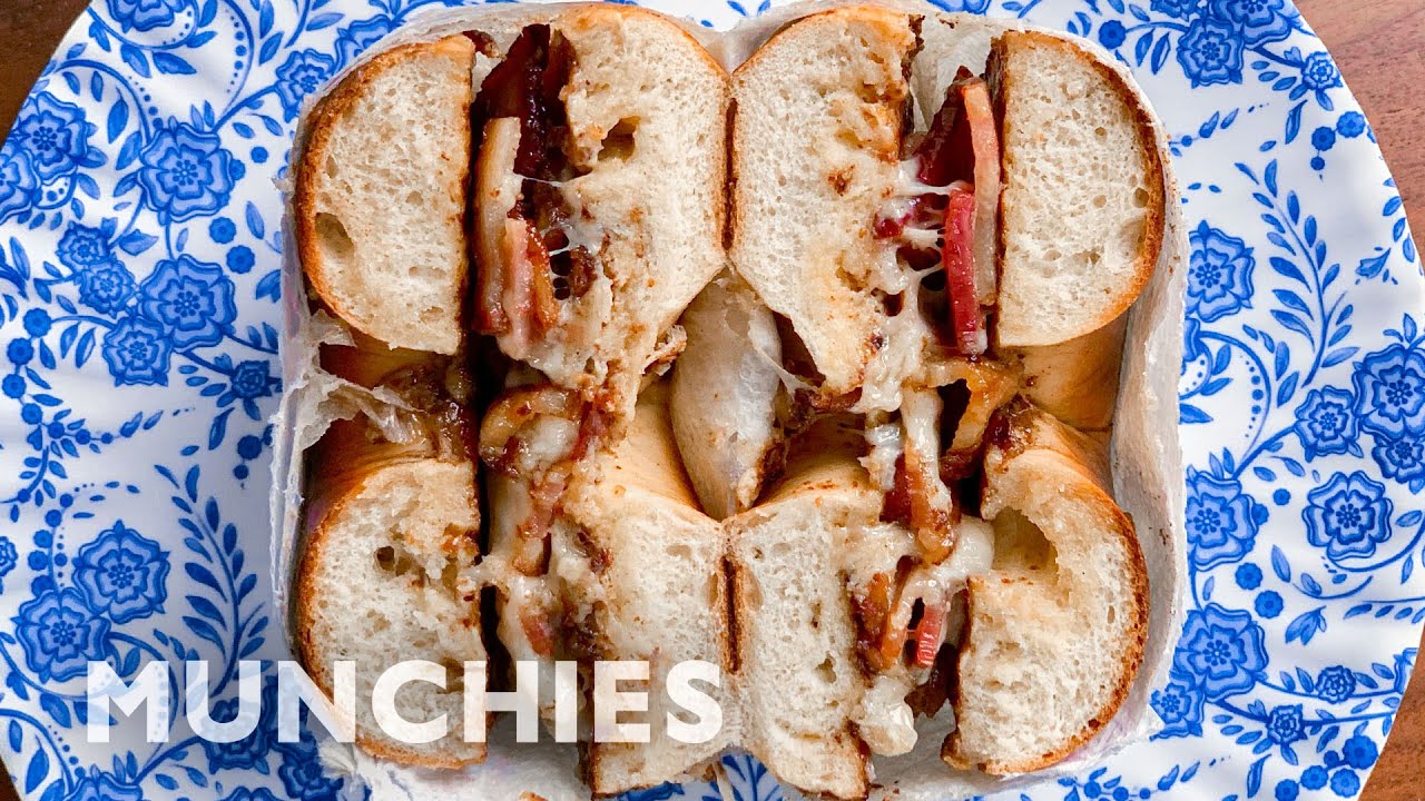 A French Toast Bagel Breakfast Sandwich