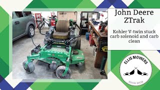 John Deere ZTrak zero turn sitting 2 years: Kohler V-twin carb clean (sticky solenoid)