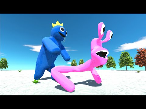 Rainbow Friend Pink vs Rainbow Friends Blue - Animal Revot Battle Simulator
