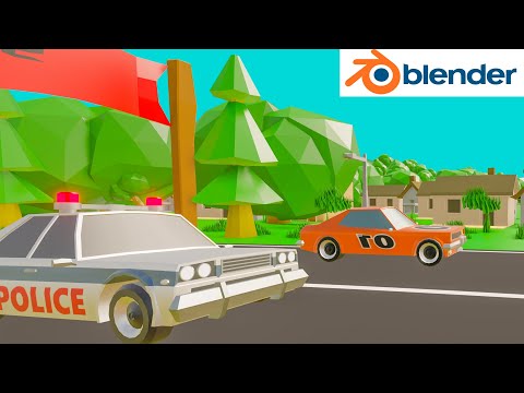 Car Chase Animation | Low Poly | Blender