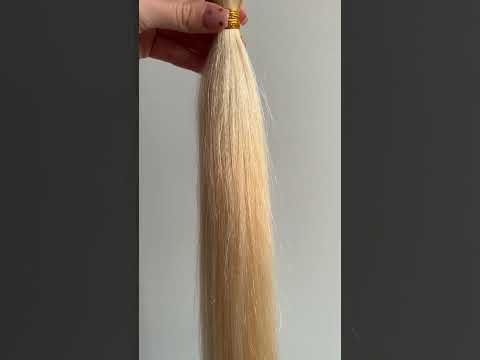 Волосся для нарощування в зрізі 60 см, 50 грам, світлий блонд №613 video