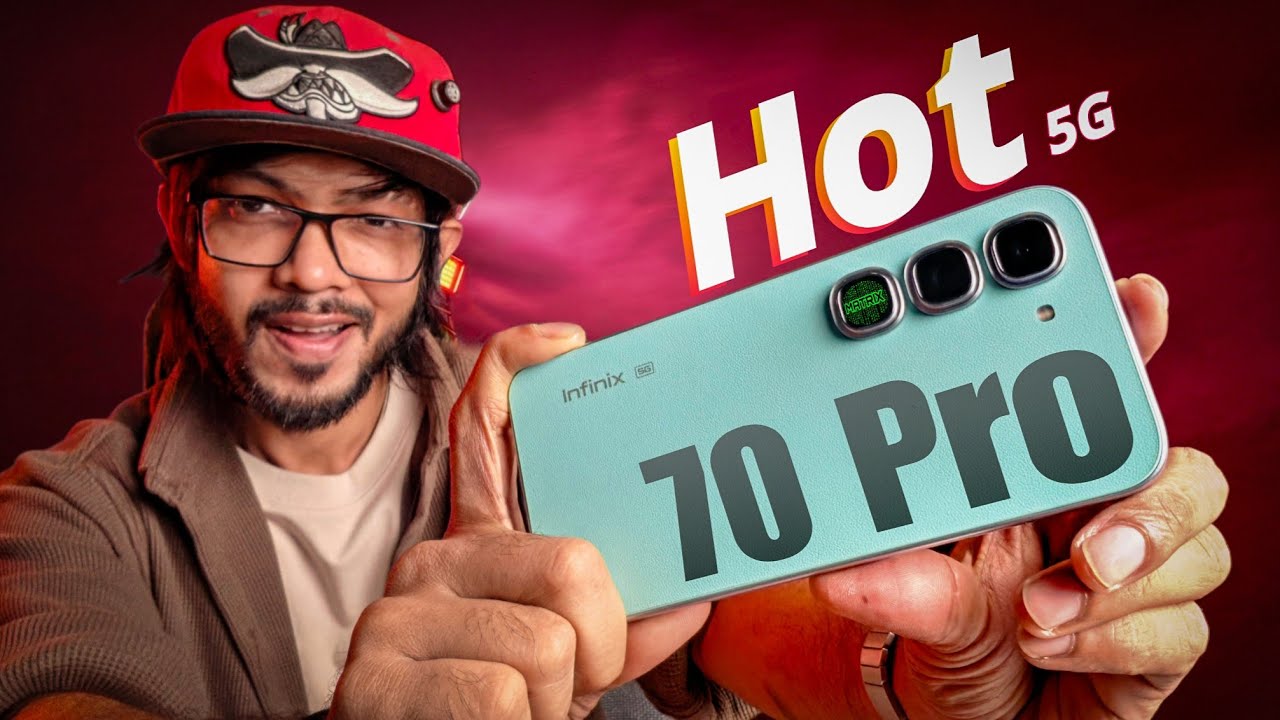 Infinix Hot 70 Pro smartphone in multiple colors with 50MP camera and 144Hz display