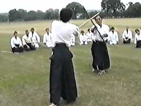 1989 UKA Summer School - T.K. Chiba Sensei Jyo Basics from Kesa - Kaiten Uchiotoshi