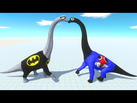 RED RAINBOW FRIENDS ROBLOX VS BATMAN BRACHIOSAURUS DEATH RUN | 🦖Animal Revolt Battle Simulator🦕