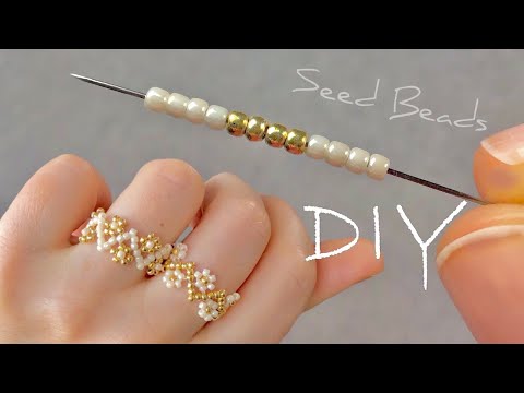 花串珠戒指教程/如何用珠子|种子珠首饰制作戒指