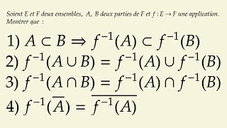 Properties of the inverse image of a set by an application