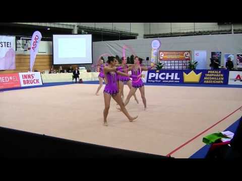 Rhythmic Gymnastics Austrian Championships groups in Innsbruck 2015 Tirol (2 hoops - 6 clubs)