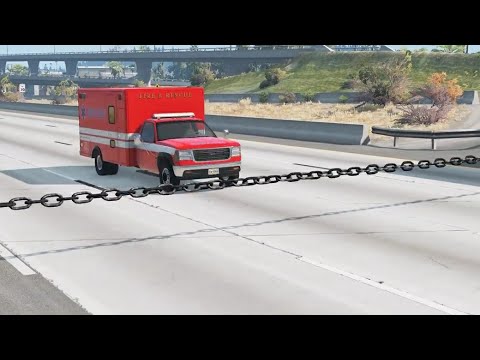 Cars vs Chain vs Massive Speed Bumps vs Giant Bulge #2– BeamNG.Drive