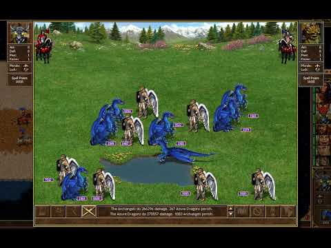 Heroes III HotA - Azure Dragons (2500 each) vs Archangels (9999 each)