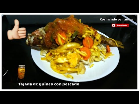 pescado frito con tajadas , cocinando con anita